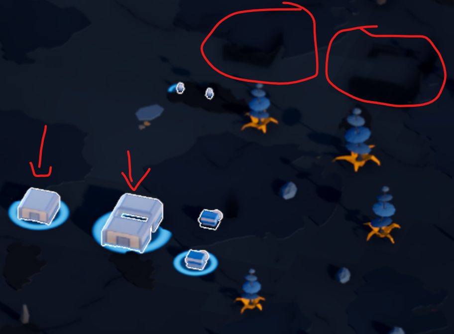 One of the user's annotated screenshots behind phase 42: dark patches with no visible source, later traced to the shadow camera.