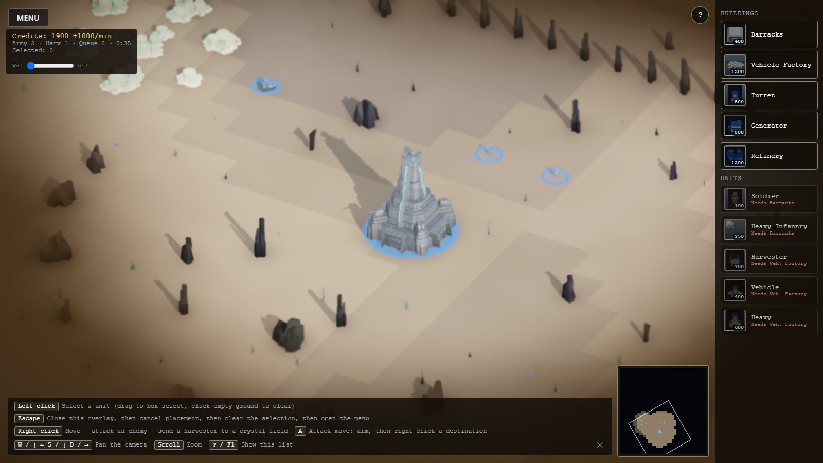 Time machine, phase 54 (b1c5be0): the Directorate HQ in the game on the Shoal, the new default world.