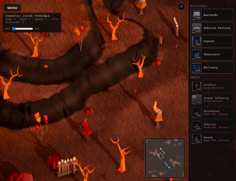 The same terrain pass on Ember: winding ravines through the lava flora.