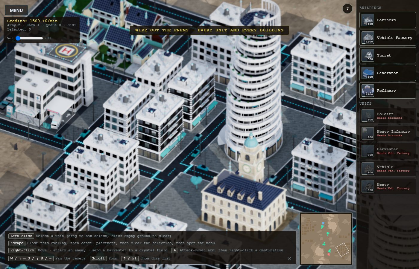 A generated city in a real match.