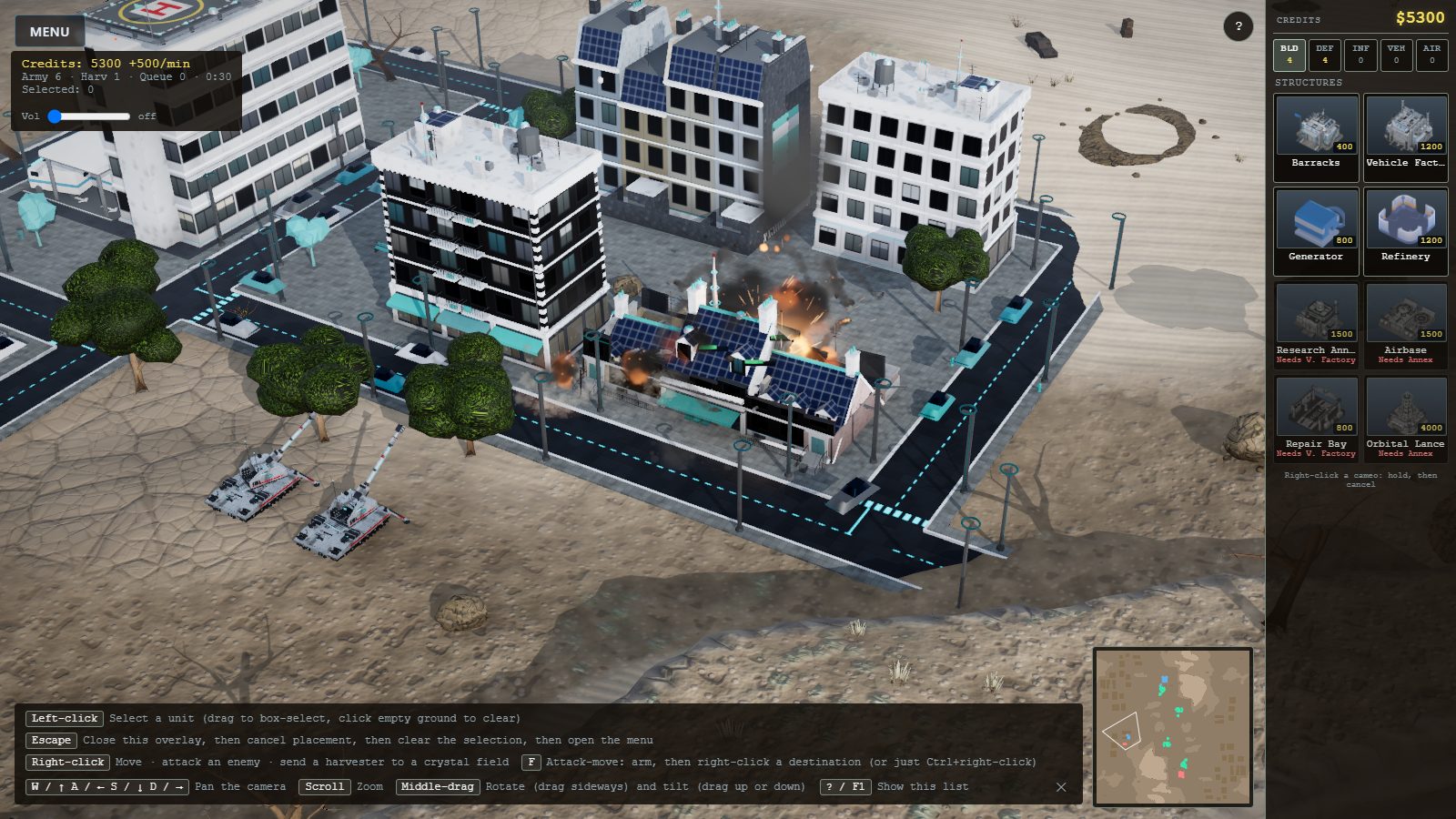 Phase 59.8: a garrisoned city building collapsing under fire.