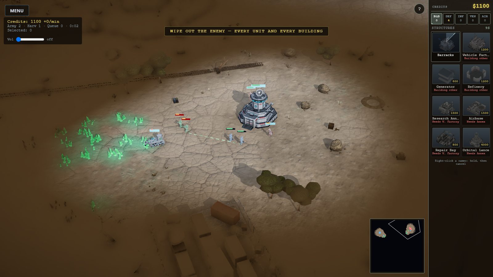 A match with an ally (phase 60): allies share vision and are drawn in their own colour.