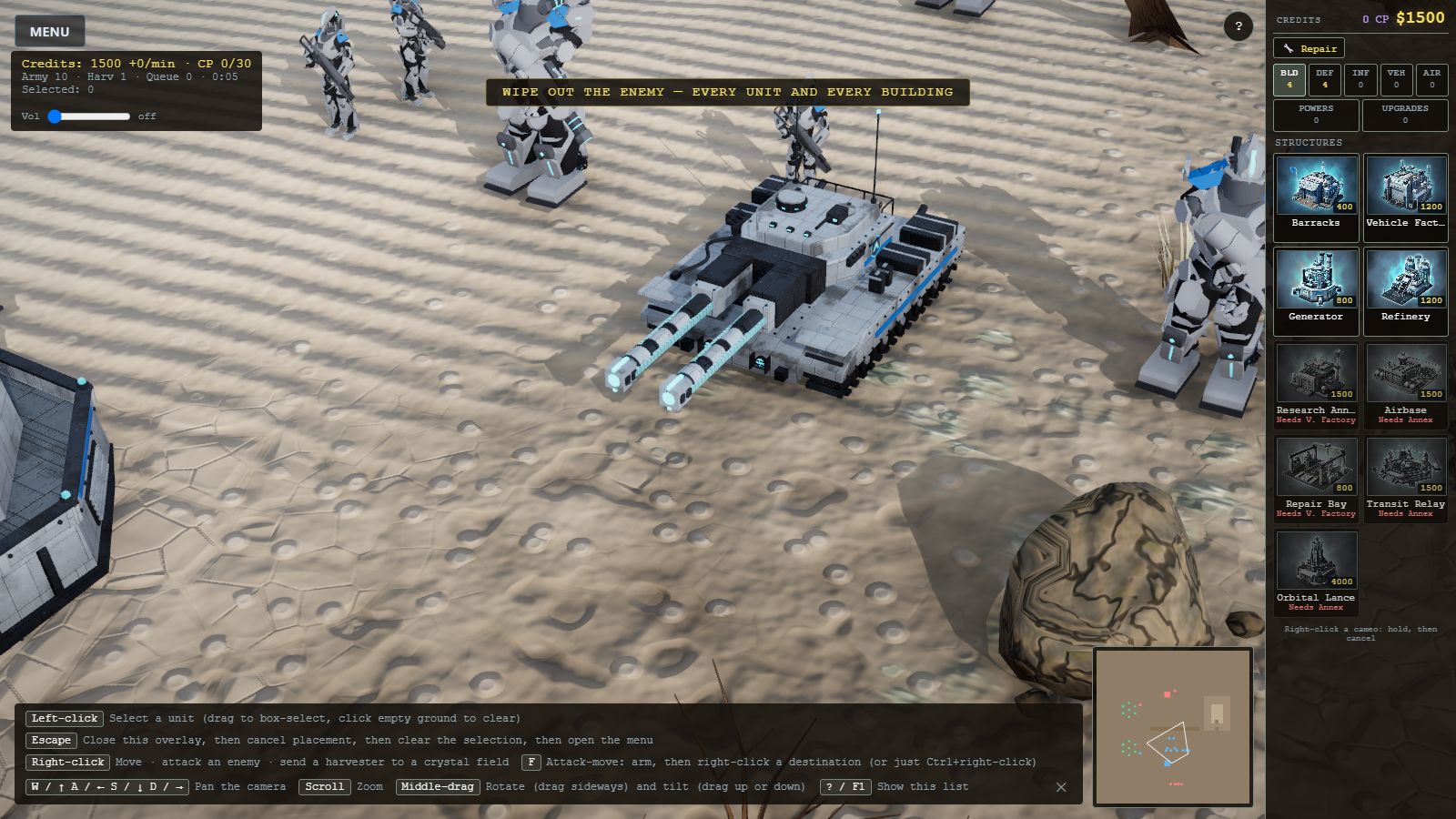 The new mech beside Troopers and a heavy tank.